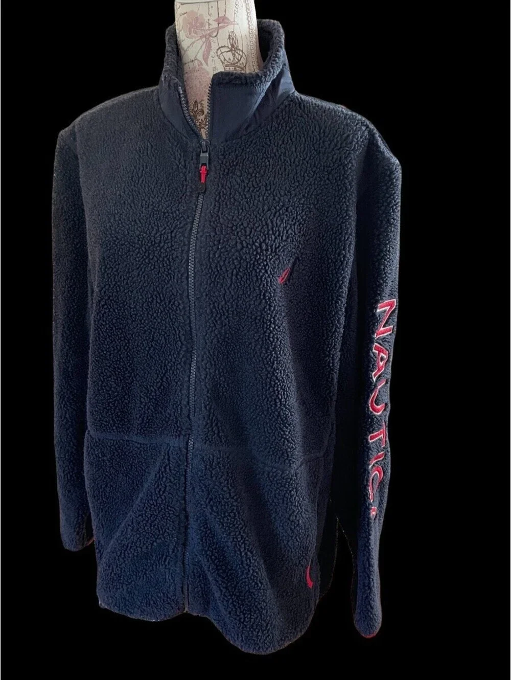 Nautica Fleece Jacket Unisex Size XL Navy Blue